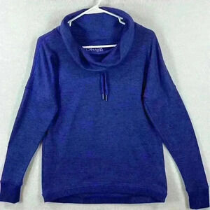 Gerry Women’s Knit Top Size Small Blue Cowl Neck with Drawstring Poly/Spandex